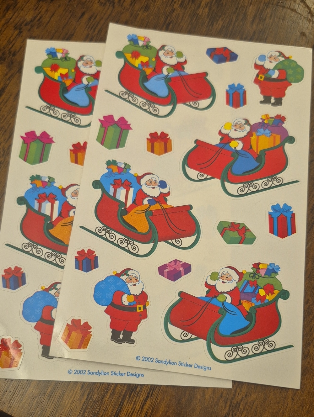 SandyLion Santa Sleigh Holiday Sticker Sheets - Red & Multicolor